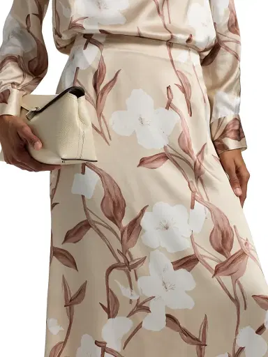 Misook Women's Floral Silk Midi-Skirt - Biscotti Charmeuse White - Size XXL | Thumbnail 6 Misook Women's Floral Silk Midi-Skirt - Biscotti Charmeuse White - Size XXL | Thumbnail 6