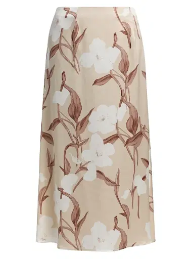 Misook Women's Floral Silk Midi-Skirt - Biscotti Charmeuse White - Size XXL | Thumbnail 1 Misook Women's Floral Silk Midi-Skirt - Biscotti Charmeuse White - Size XXL | Thumbnail 1