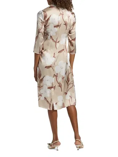 Misook Women's Floral Silk Midi-Dress - Biscotti Charmeuse White - Size XXL | Thumbnail 5 Misook Women's Floral Silk Midi-Dress - Biscotti Charmeuse White - Size XXL | Thumbnail 5