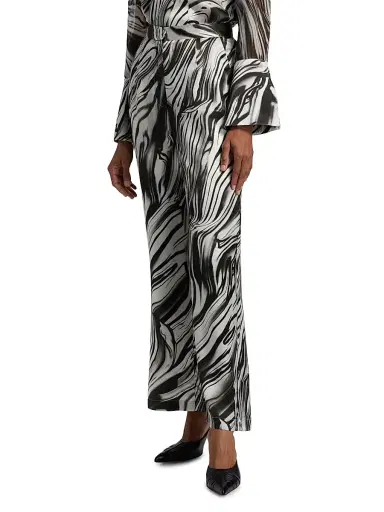 Misook Women's Printed Silk Wide-Leg Pants | Thumbnail 4 Misook Women's Printed Silk Wide-Leg Pants | Thumbnail 4