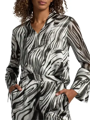 Misook Women's Printed Silk Blouse - Black White - Size XXL | Thumbnail 6 Misook Women's Printed Silk Blouse - Black White - Size XXL | Thumbnail 6
