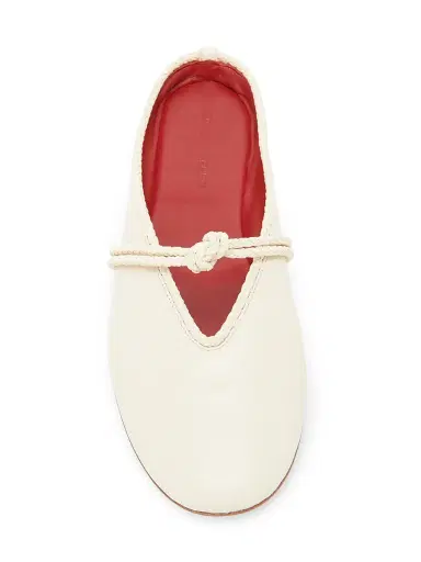 Bottega Veneta Women's Lucia Leather Ballerina Mules - Sea Salt - Size 6 | Thumbnail 4