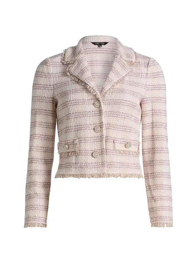 Women's Striped Knit Jacket - Biscotti White Black