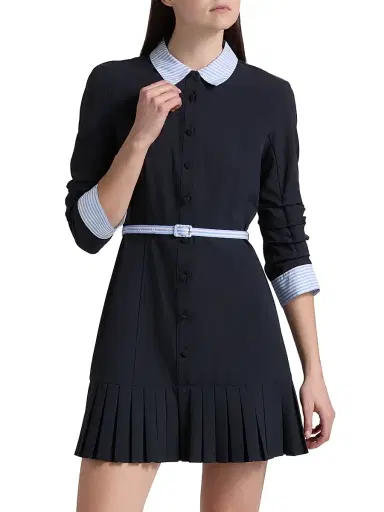 Cinq à Sept Women's Lucilla Striped Shirting-Trim Minidress - Navy Blue Stripe - Size 14 | Thumbnail 3