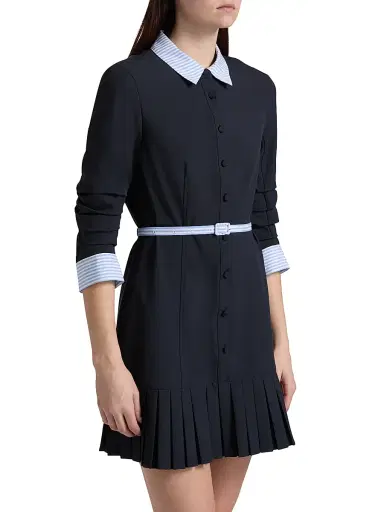 Cinq à Sept Women's Lucilla Striped Shirting-Trim Minidress - Navy Blue Stripe - Size 14 | Thumbnail 4