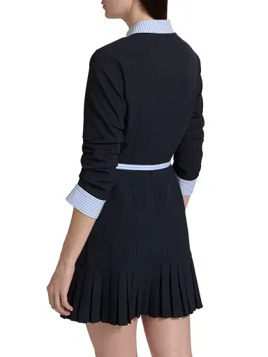 Cinq à Sept Women's Lucilla Striped Shirting-Trim Minidress - Navy Blue Stripe - Size 14 | Thumbnail 5