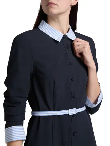 Cinq à Sept Women's Lucilla Striped Shirting-Trim Minidress - Navy Blue Stripe - Size 14 | Thumbnail 6