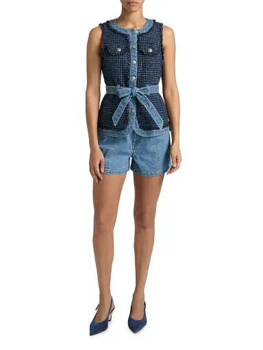 Cinq à Sept Women's Vinny Raw-Edge Denim Shorts - Blue Haze Indigo Multi - Size 16 | Thumbnail 2