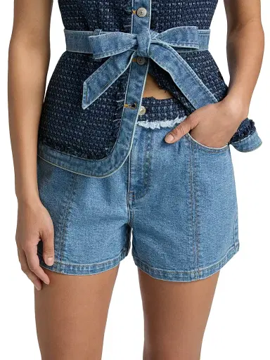 Cinq à Sept Women's Vinny Raw-Edge Denim Shorts - Blue Haze Indigo Multi - Size 16 | Thumbnail 3