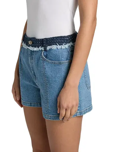 Cinq à Sept Women's Vinny Raw-Edge Denim Shorts - Blue Haze Indigo Multi - Size 16 | Thumbnail 4