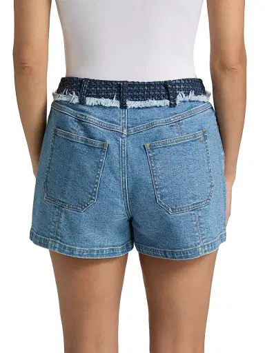 Cinq à Sept Women's Vinny Raw-Edge Denim Shorts - Blue Haze Indigo Multi - Size 16 | Thumbnail 5