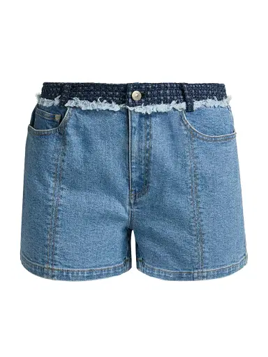 Cinq à Sept Women's Vinny Raw-Edge Denim Shorts - Blue Haze Indigo Multi - Size 16 | Thumbnail 1