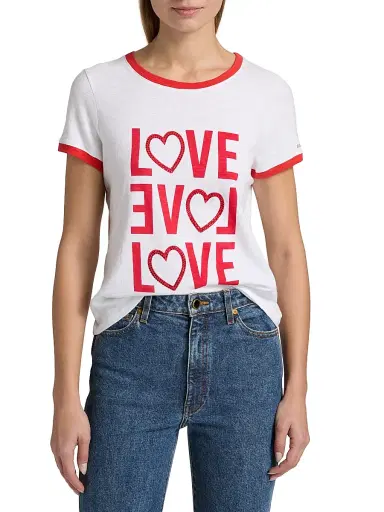 Cinq à Sept Women's Love Ringer Rhinestone-Embellished Cotton T-Shirt - White Bisou | Thumbnail 3