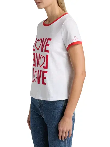 Cinq à Sept Women's Love Ringer Rhinestone-Embellished Cotton T-Shirt - White Bisou | Thumbnail 4