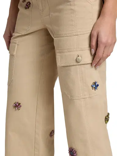 Cinq à Sept Women's Retro Love Michelle Crystal-Embellished Cotton Pants - Khaki Multi - Size 16 | Thumbnail 6 Cinq à Sept Women's Retro Love Michelle Crystal-Embellished Cotton Pants - Khaki Multi - Size 16 | Thumbnail 6
