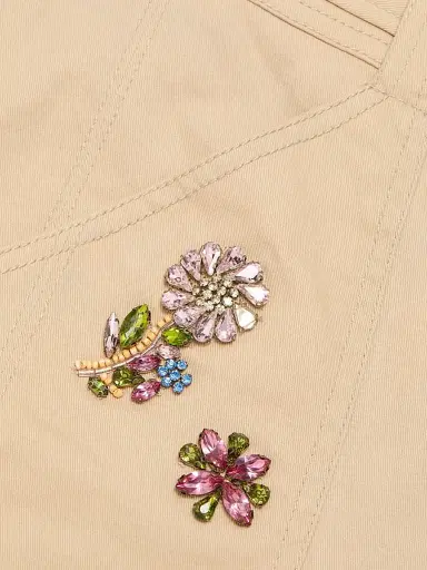 Cinq à Sept Women's Retro Love Michelle Crystal-Embellished Cotton Pants - Khaki Multi - Size 16 | Thumbnail 7 Cinq à Sept Women's Retro Love Michelle Crystal-Embellished Cotton Pants - Khaki Multi - Size 16 | Thumbnail 7