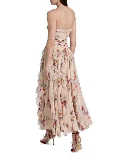 Cinq à Sept Women's Iris Bouquet Galya Ruched A-Line Midi-Dress | Thumbnail 5 Cinq à Sept Women's Iris Bouquet Galya Ruched A-Line Midi-Dress | Thumbnail 5
