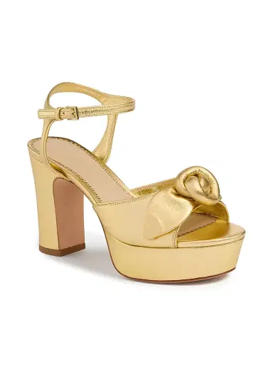 Cinq à Sept Women's Arianna 95MM Knotted Rose Metallic Leather Platform Sandals - Gold - Size 9.5 | Thumbnail 2 Cinq à Sept Women's Arianna 95MM Knotted Rose Metallic Leather Platform Sandals - Gold - Size 9.5 | Thumbnail 2