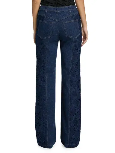 Cinq à Sept Women's Francine Denim-Lace Wide-Leg Jeans | Thumbnail 5