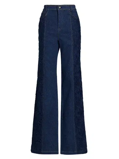 Cinq à Sept Women's Francine Denim-Lace Wide-Leg Jeans | Thumbnail 1
