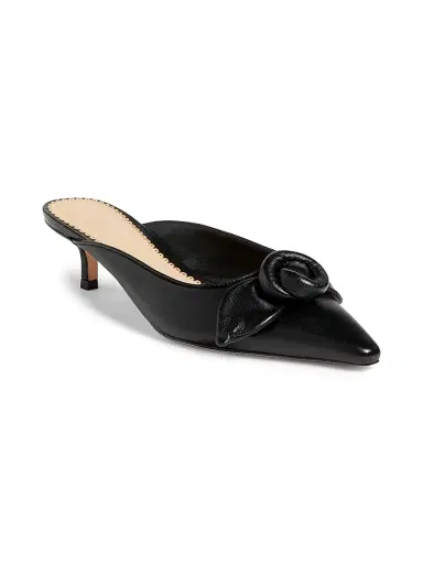 Cinq à Sept Women's Layla 45MM Knotted Rose Leather Mules - Black - Size 6.5 | Thumbnail 2 Cinq à Sept Women's Layla 45MM Knotted Rose Leather Mules - Black - Size 6.5 | Thumbnail 2