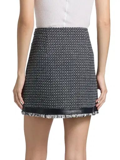 Cinq à Sept Women's Deva Birdseye Tweed Miniskirt - Navy White - Size 16 | Thumbnail 5
