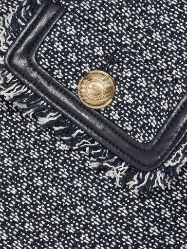 Cinq à Sept Women's Deva Birdseye Tweed Miniskirt - Navy White - Size 16 | Thumbnail 7