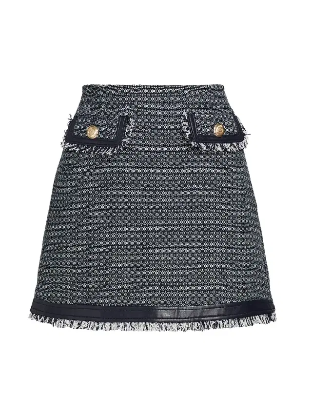 Cinq à Sept Women's Deva Birdseye Tweed Miniskirt - Navy White