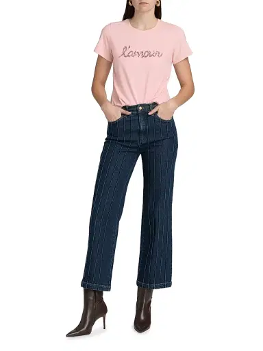 Cinq à Sept Women's Lamour Crystal Crewneck T-Shirt - English Rose | Thumbnail 2 Cinq à Sept Women's Lamour Crystal Crewneck T-Shirt - English Rose | Thumbnail 2