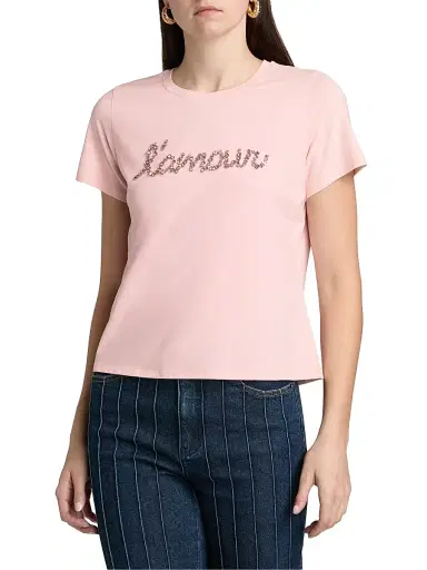 Cinq à Sept Women's Lamour Crystal Crewneck T-Shirt - English Rose | Thumbnail 3 Cinq à Sept Women's Lamour Crystal Crewneck T-Shirt - English Rose | Thumbnail 3