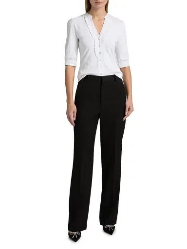 Cinq à Sept Women's Justine Ribbed Stretch-Cotton Button-Front Blouse - White White | Thumbnail 2