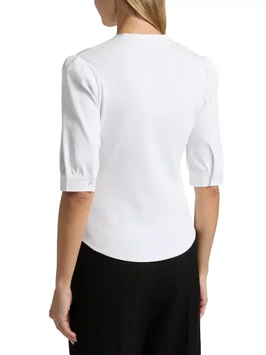 Cinq à Sept Women's Justine Ribbed Stretch-Cotton Button-Front Blouse - White White | Thumbnail 5