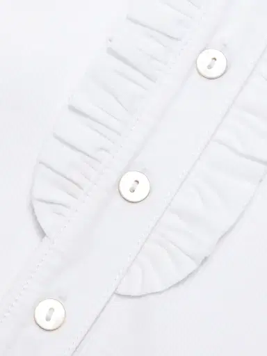 Cinq à Sept Women's Justine Ribbed Stretch-Cotton Button-Front Blouse - White White | Thumbnail 7