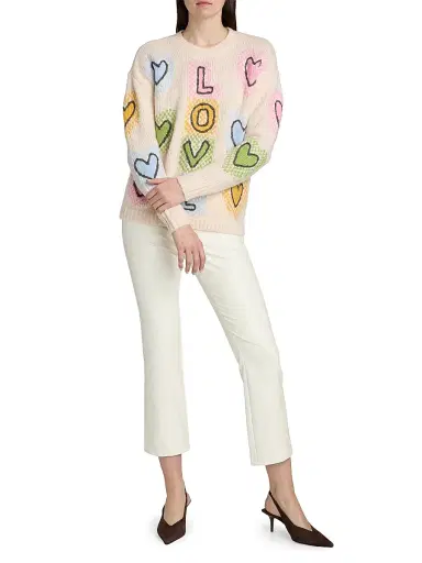 Cinq à Sept Women's Love Cotton-Blend Crewneck Sweater | Thumbnail 2