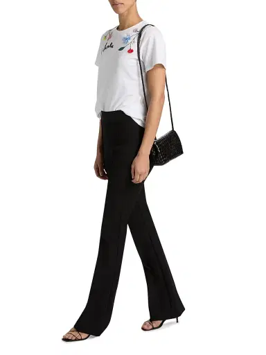 Cinq à Sept Women's 3D Floral Vine Shrunken T-Shirt - White Multi | Thumbnail 2
