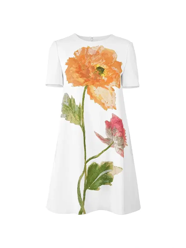 Women's Resort Floral Short-Sleeve Minidress - White Multi