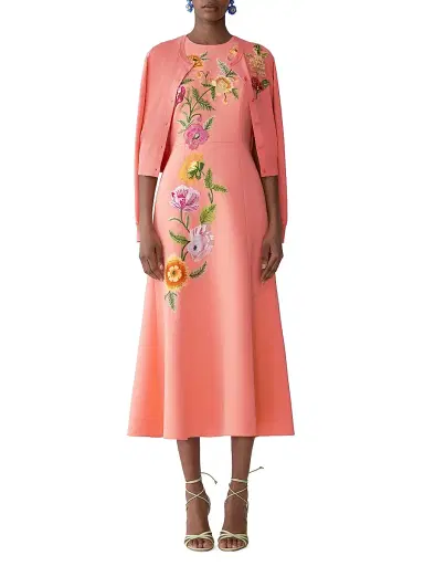 Carolina Herrera Women's Embroidered Sleeveless Fit-&-Flare Midi-Dress - Sunset Multi - Size 2 | Thumbnail 2 Carolina Herrera Women's Embroidered Sleeveless Fit-&-Flare Midi-Dress - Sunset Multi - Size 2 | Thumbnail 2