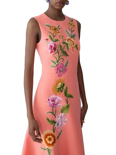 Carolina Herrera Women's Embroidered Sleeveless Fit-&-Flare Midi-Dress - Sunset Multi - Size 2 | Thumbnail 6 Carolina Herrera Women's Embroidered Sleeveless Fit-&-Flare Midi-Dress - Sunset Multi - Size 2 | Thumbnail 6