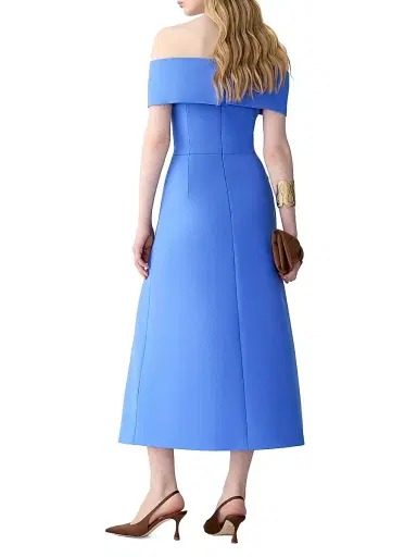 Carolina Herrera Women's Off-The-Shoulder Belted A-Line Cocktail Dress - Bluebell | Thumbnail 3 Carolina Herrera Women's Off-The-Shoulder Belted A-Line Cocktail Dress - Bluebell | Thumbnail 3