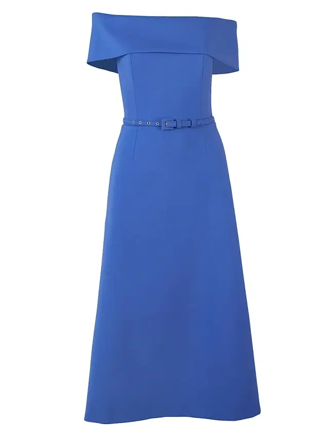 Women's Off-The-Shoulder Belted A-Line Cocktail Dress - Bluebell