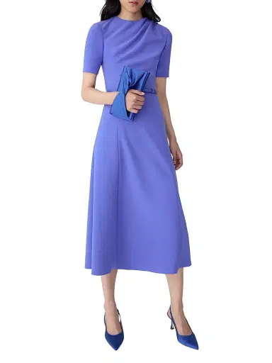 Carolina Herrera Women's Draped-Shoulder Belted Midi-Dress - Bluebell - Size 6 | Thumbnail 3 Carolina Herrera Women's Draped-Shoulder Belted Midi-Dress - Bluebell - Size 6 | Thumbnail 3