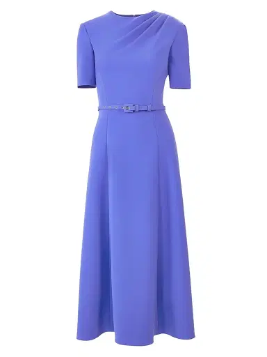 Carolina Herrera Women's Draped-Shoulder Belted Midi-Dress - Bluebell - Size 6 | Thumbnail 1 Carolina Herrera Women's Draped-Shoulder Belted Midi-Dress - Bluebell - Size 6 | Thumbnail 1