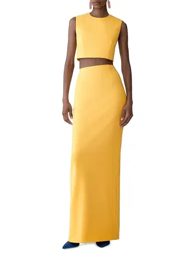 Carolina Herrera Women's Wool-Blend Sleeveless Crop Top - Daffodil | Thumbnail 2