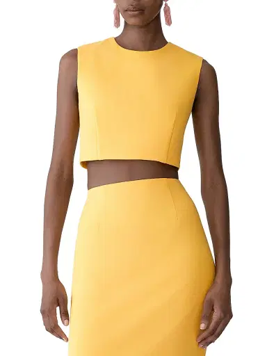 Carolina Herrera Women's Wool-Blend Sleeveless Crop Top - Daffodil | Thumbnail 3