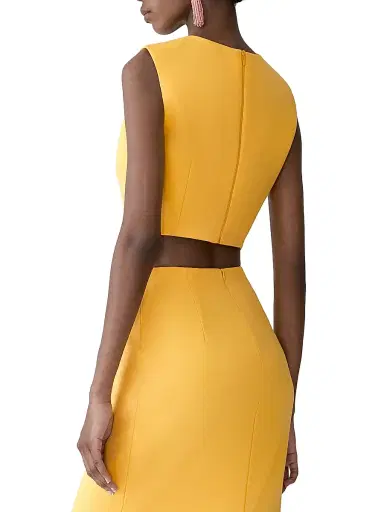 Carolina Herrera Women's Wool-Blend Sleeveless Crop Top - Daffodil | Thumbnail 4