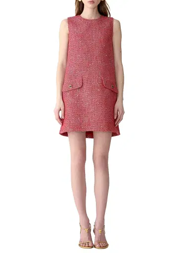 Carolina Herrera Women's Metallic Tweed Shift Minidress - Herrera Red Multi | Thumbnail 2