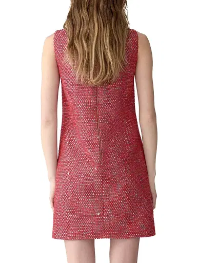 Carolina Herrera Women's Metallic Tweed Shift Minidress - Herrera Red Multi | Thumbnail 3