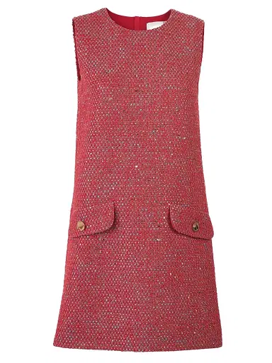 Carolina Herrera Women's Metallic Tweed Shift Minidress - Herrera Red Multi | Thumbnail 1