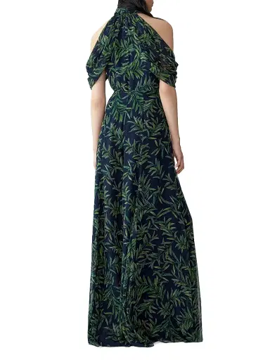 Carolina Herrera Women's Leaf-Print Draped Halterneck Off-The-Shoulder Blouse | Thumbnail 3 Carolina Herrera Women's Leaf-Print Draped Halterneck Off-The-Shoulder Blouse | Thumbnail 3