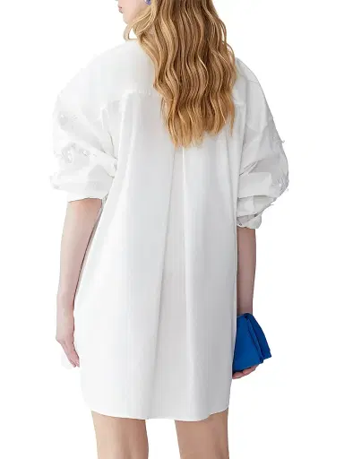 Carolina Herrera Women's Embroidered Oversized Button-Front Top | Thumbnail 3 Carolina Herrera Women's Embroidered Oversized Button-Front Top | Thumbnail 3